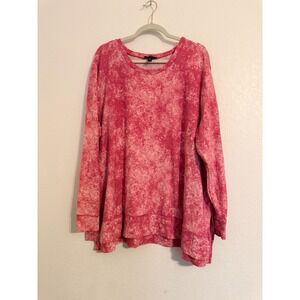 Jessica Simpson Tie Dye Long Sleeve Tunic Top Plus Size 3X Pink‎ White